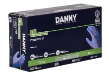 Luva de Vinil Descartável Sem Amido Azul Danny MaxVinil 100 Unidades CA 21120