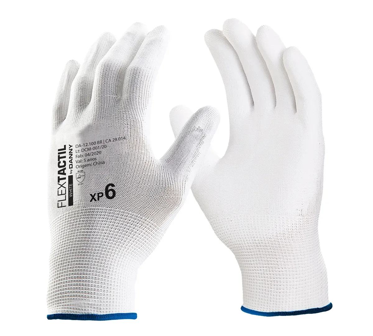 Luva em Nylon Branca com Pu Flextactil Danny CA 29014