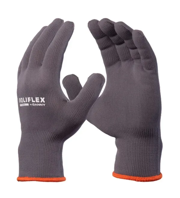 Luva de Segurança Poliflex Danny Tricotada em Nylon Cinza DA-11100 CA 26924