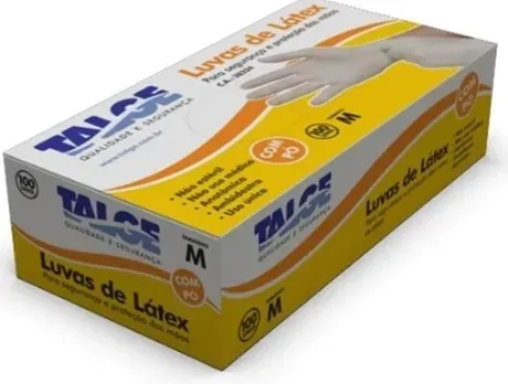 Luva de Látex Descartável Talge Com Pó CX/100 Unidades