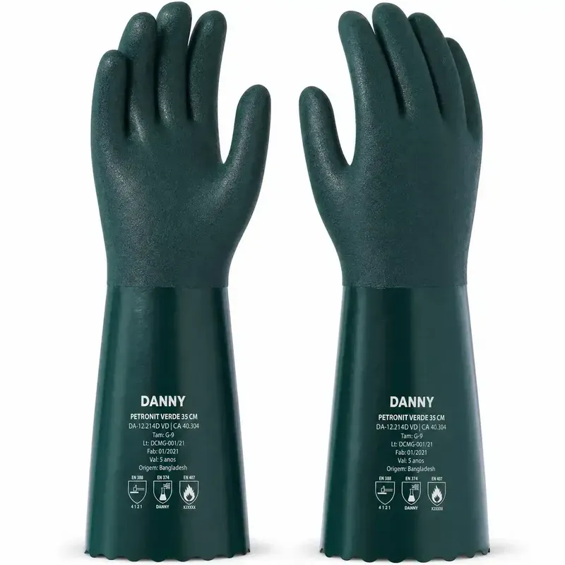 Luva Petronit Danny PVC Verde 35cm DA-12.214D-VD Proteção Química Mecânica e Térmica Tipo A CA 40304