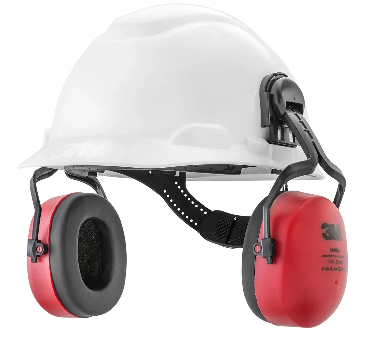 Capacete 3M Acoplado Com Abafador Tipo Concha Muffler