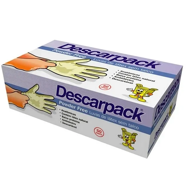 Luva Descartável de Látex Sem Talco Powder free Descarpack