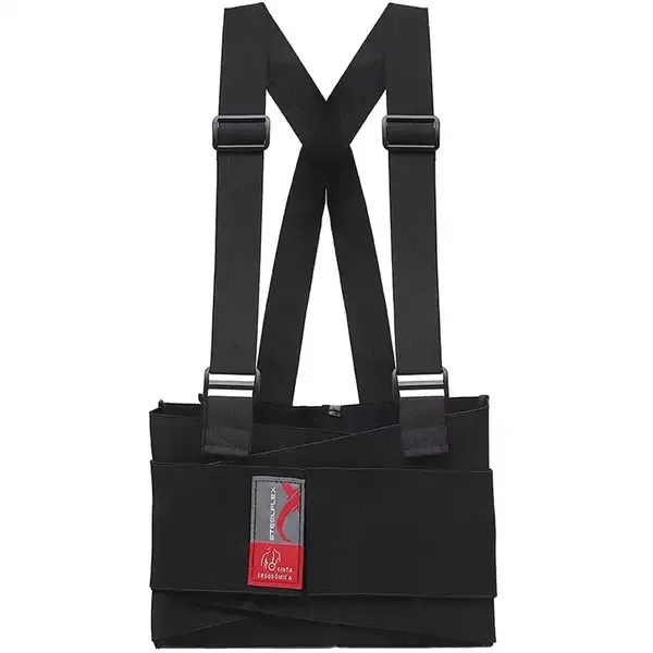 Cinta Ergonômica Steelflex Preta Com Suspensório STF ERCE9010