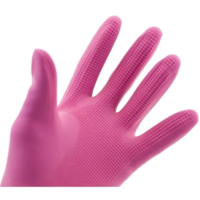 Luva de Látex Rosa Reforçada 33cm Ranhurada Sem Forro Volk