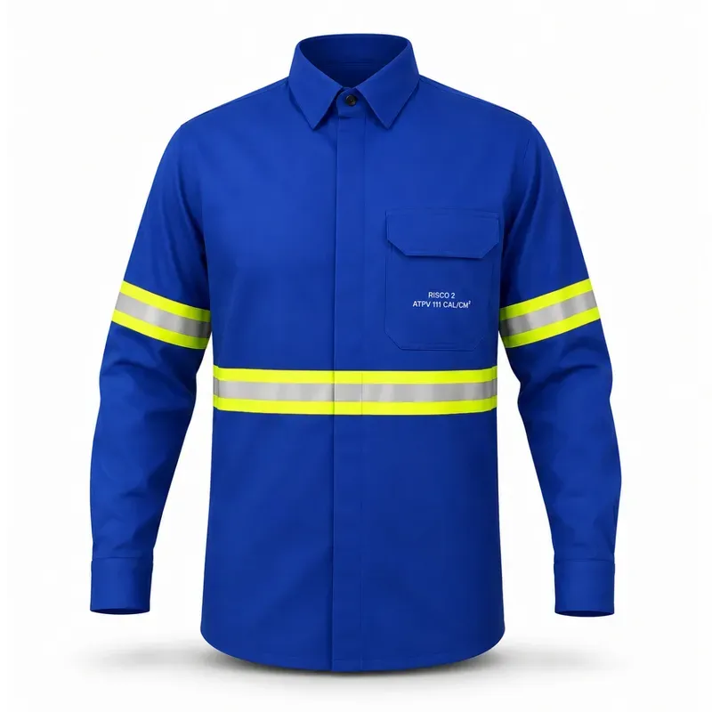 Camisa Antichama Guardian Arco Fire Risco 2 Azul Royal ATPV 11 cal/cm² com Bolso CA 46298 / 49242