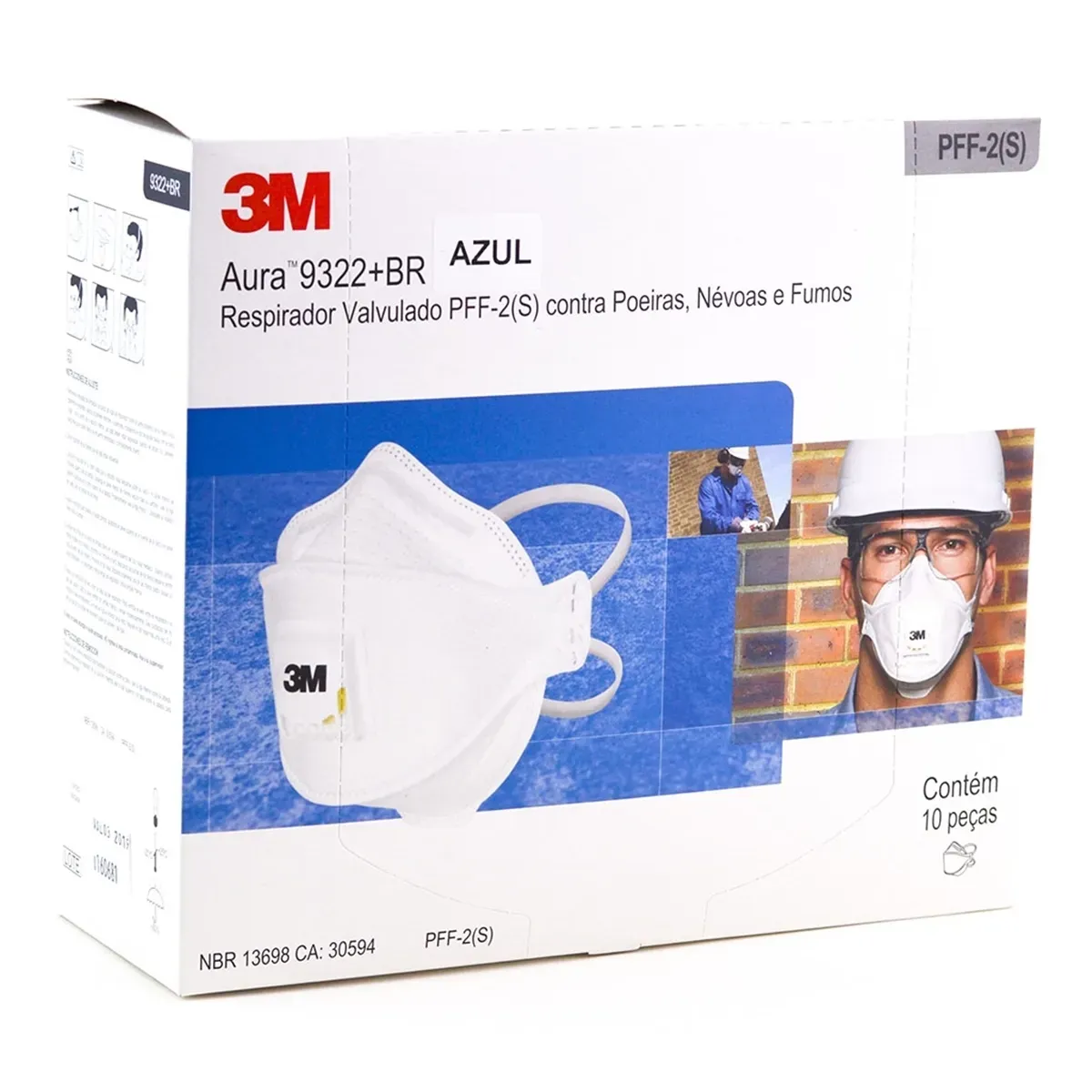 Respirador 3M AURA 9322+BR PFF2 CA 30594 - Caixa 10