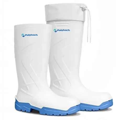 Botas EcoBoots em Pu BSB Branca e Azul Polytech Cano Longo