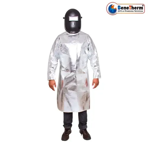 Avental Tipo Barbeiro Aluminizado Com Forro Resistente a chamas e Metal Fundido Barbeiro 007 CA 45070