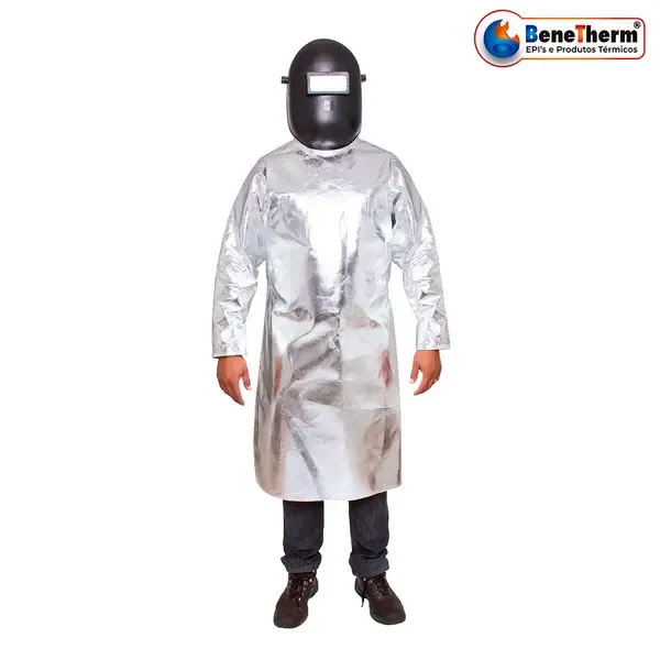 Avental Tipo Barbeiro Aluminizado Com Forro Resistente a chamas e Metal Fundido Barbeiro 007 CA 45070