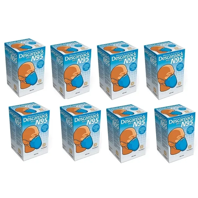 Máscara Hospitalar N95 Descarpack PFF2 Azul Caixa Mster 160 Unidades