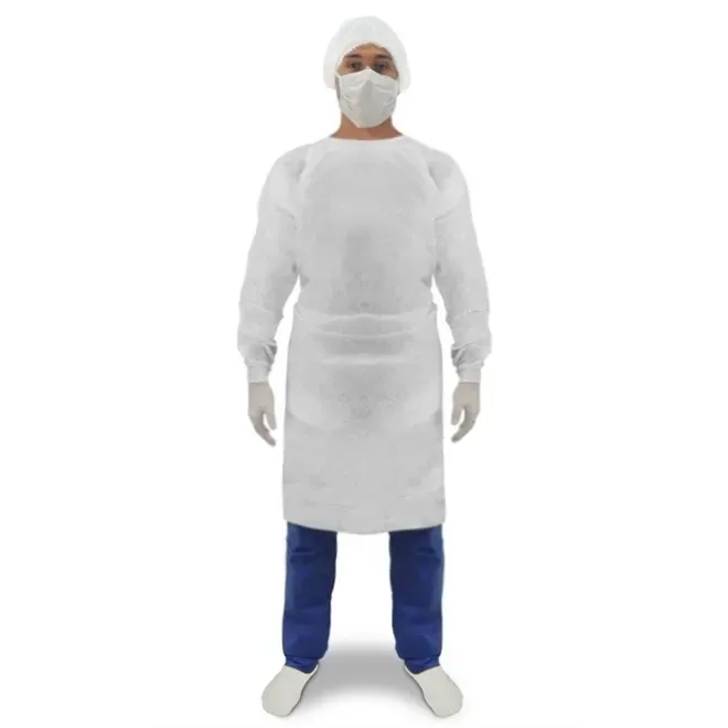 Avental Hospitalar Tnt Gramatura 60 Branco Manga Longa Tira Cintura e Pescoço Impermeável