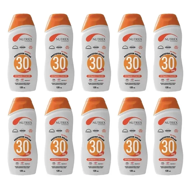 Protetor Solar FPS 30 1/3 UVA Nutriex 120ml Caixa com 10 Unidades