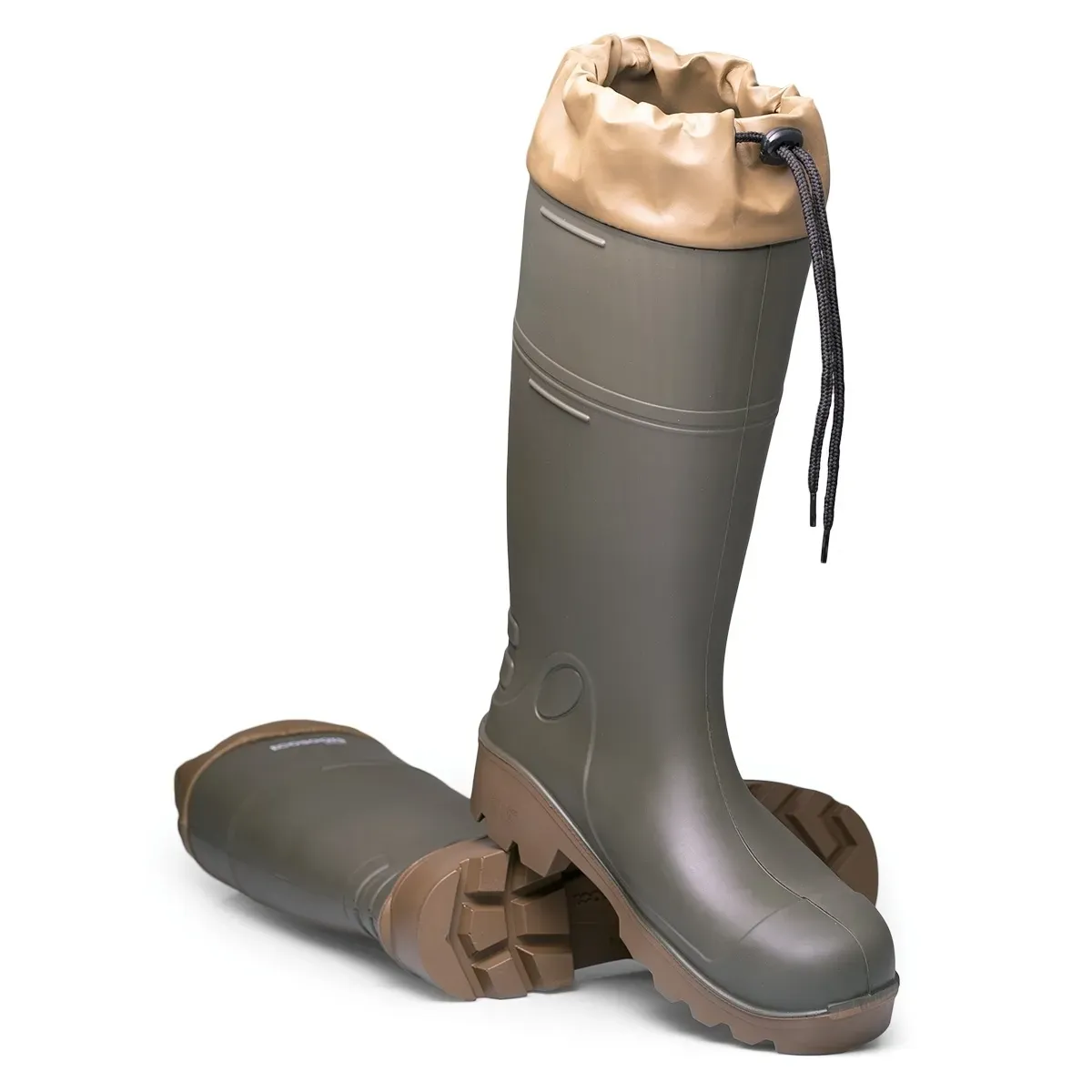Bota de Poliuretano Ecoboots Pure Safe Verde e Solado Bege Polaina Inclusa Antiestática CA 35047