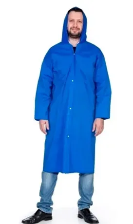 Capa de Chuva Em Pvc Longa Forrada Azul Vinil Seg Linha TOP Mais Resistente CA 33304