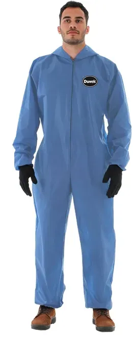 Macacão de Proteção Duvek 1000 Respirável Azul Com Capuz, Ziper e Elástico Tipo 6 CA 46602