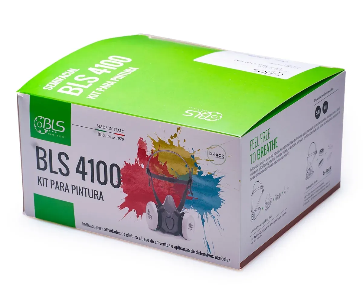 Respirador Kit Completo Para Pintura BLS Italy 4100 Filtros VO + P2 Inclusos CA 35553