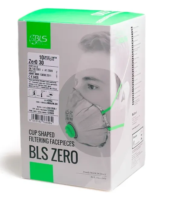 Máscara Semi-Descrtável BLS ZERO 30 PFF3  Com Válvula Proteção Máxima 99,9% - Caixa Com 10 Unidades