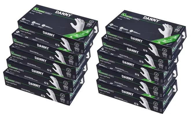 Luva Nitrílica Sensiflex Premium Branca Punho Alongado DA-90112B Ca 41690 Caixa com 10