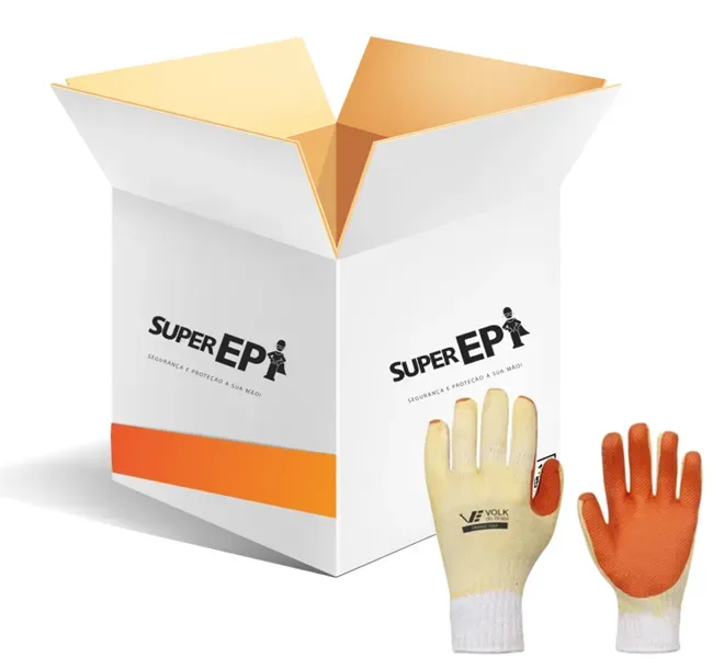 Luva de Segurança Orange Volk CA 21367/51343 Caixa Com 12 Pares