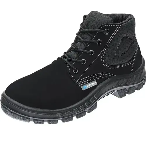 Bota em Couro Nobuck Marluvas 50B26-CB-BP Preta Leve e Confortável Com Bico PVC CA 45611