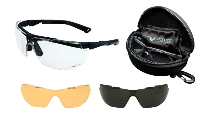 Óculos Militar Univet Kit 5x1  Balístico Completo Com 3 Lentes Incolor, G15 Solar e Laranja