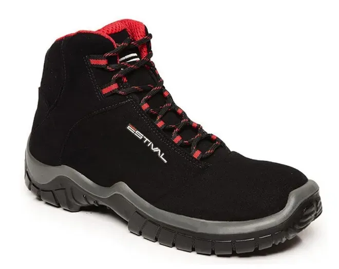 Bota De Segurança Estival Energy EN10071S2-PTVM  Preto e Vermelho Bico de Pvc CA 44558