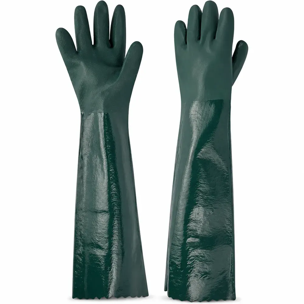 Luva Pvc Forrada Cano Longo e Palma Áspera Jundtex 70cm CA 30514