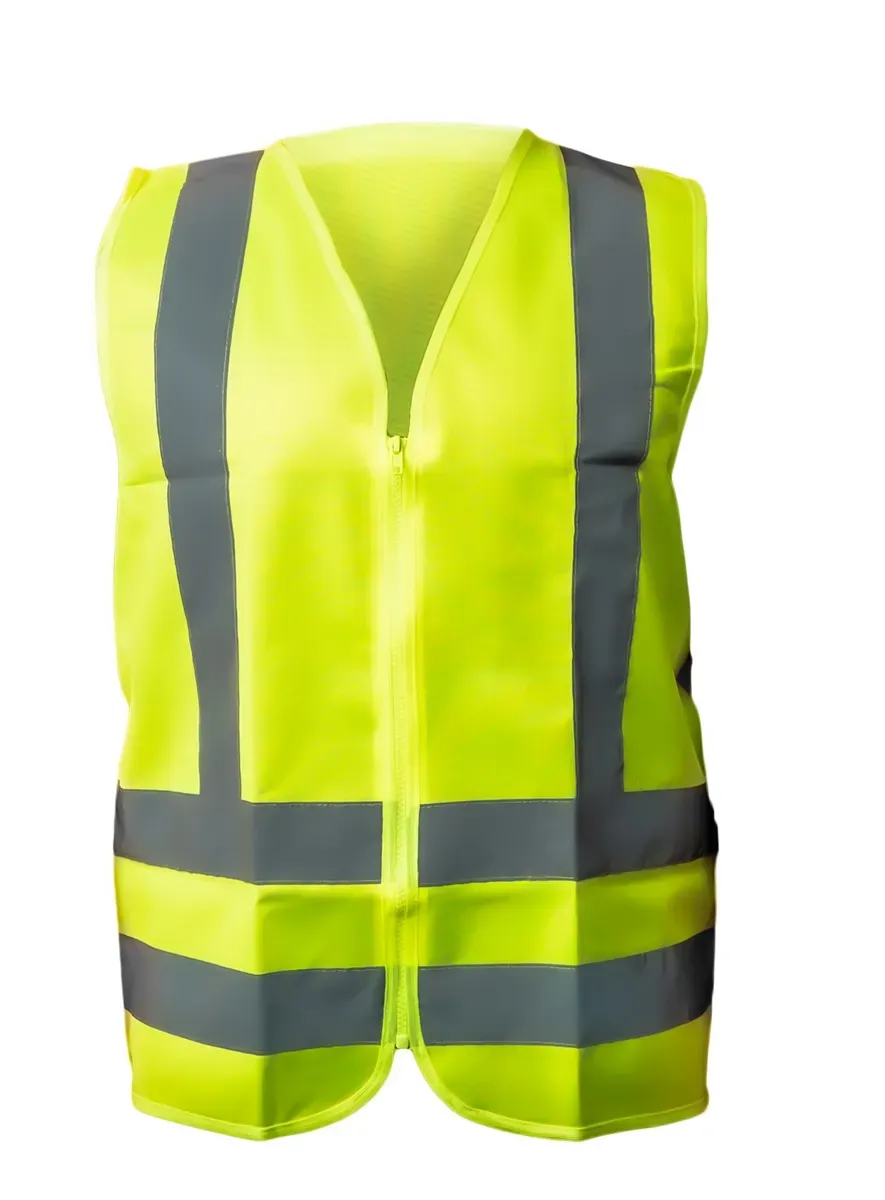 Colete Refletivo Amarelo Fluorescente Super Safety Sem Bolso Com Zíper HI-VIS