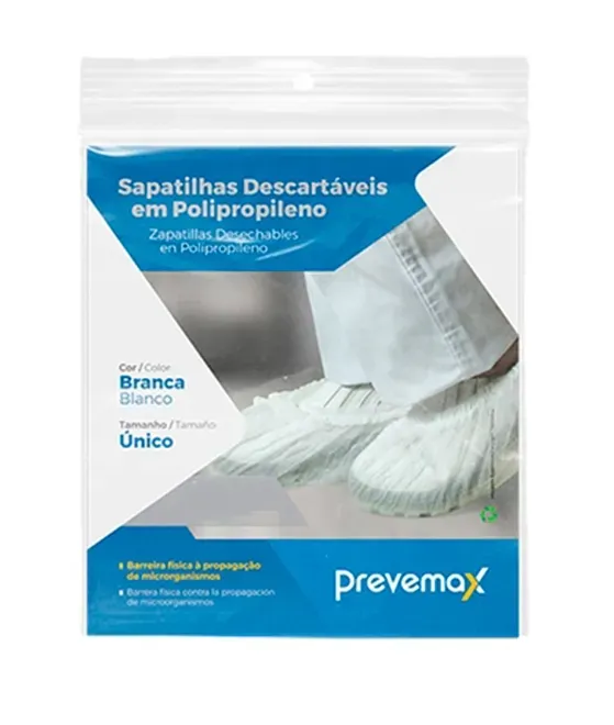 Sapatilha Pro-pé Branca Prevemax em Polipropileno Embalagem Com 100 Unidades