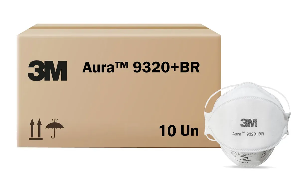 Máscara de Segurança 3M™ Aura™ 9320+BR Sem Válvula Caixa Com 10 Unidades