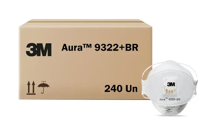 Máscara de Segurança 3M™ Aura™ 9322+BR Com Válvula Caixa Master 240 Unidades