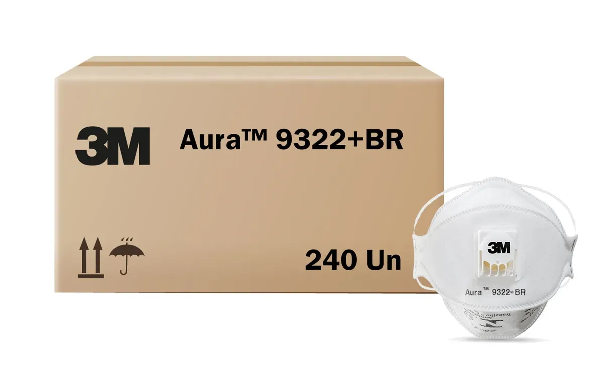 Máscara de Segurança 3M™ Aura™ 9322+BR Com Válvula Caixa Master 240 Unidades