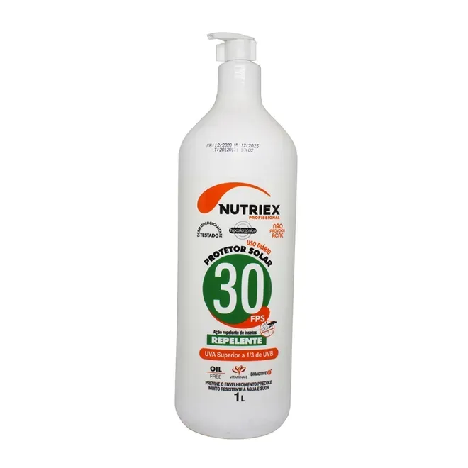 Protetor Solar com Repelente FPS 30 1/3 UVA Nutriex 1 Litro com Bico Dosador
