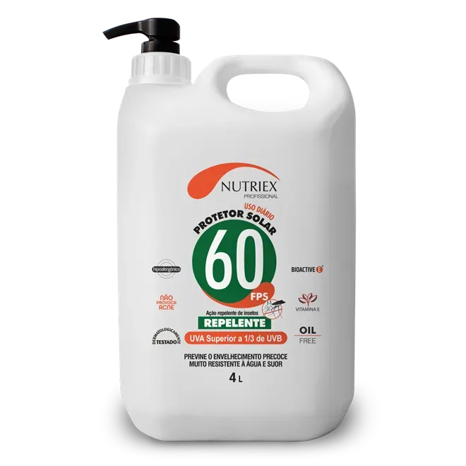 Protetor Solar Profissional Nutriex Fator 60 Com Repelente 4 Litros Com Bico Dosador