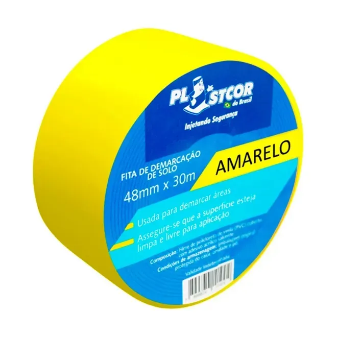 Fita Para Demarcação de Solo e Vidro Plastcor Amarela 48MM x 30MTS