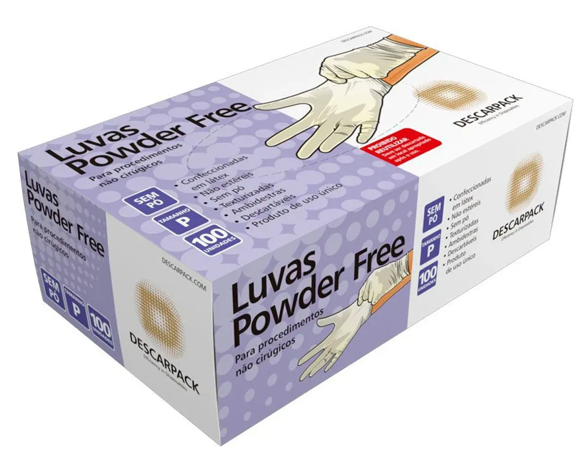 Luva de Procedimento em Látex Hospitalar Powder Free Descarpack sem Talco CA 44050