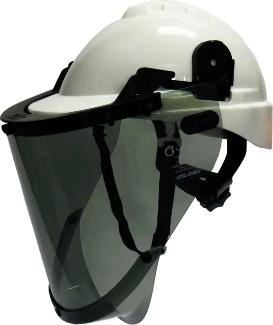 Kit Protetor Facial Arc-Flash Cinza Com Capacete Proteção Térmica, Arco Elétrico Eletricista, e Contra Raios Ultravioletas - Infravermelho - Luz Intensa CA 47085