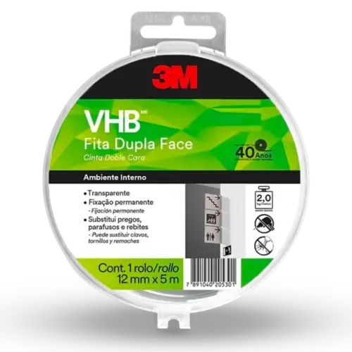 Fita Dupla Face 3M VHB 4910 12MM X 5M Ótima Alternativa de Fixação em Geral HB004522973