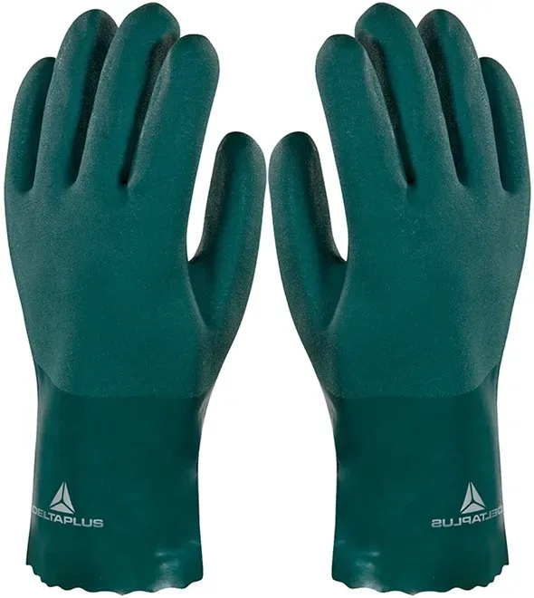Luva Pvc Forrada PVCGRIP25 Delta Plus Cano Longo e Palma Áspera 25cm CA 37559
