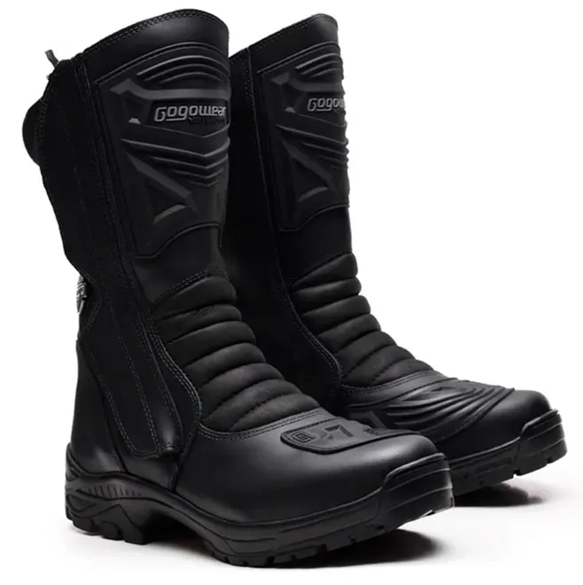 Coturno de Segurança Tático Militar Gogowear Race 900RS 100% Couro Preta Cano Alto
