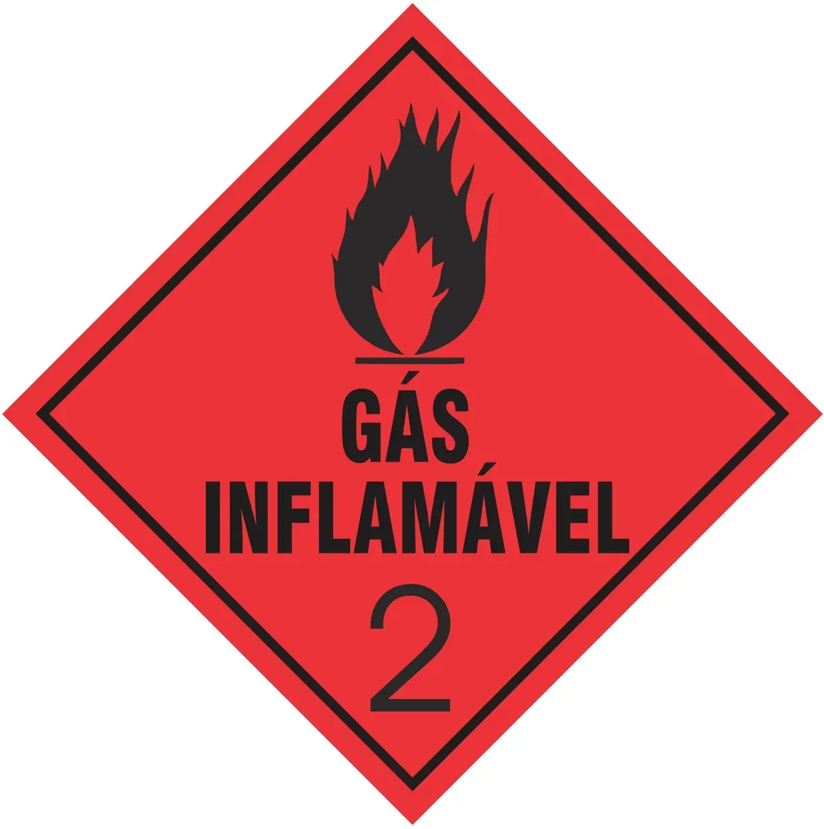 Placa de Risco Simbologia Para o Transporte e Armazenamento de Materiais Plastcor Gás Inflamável Classe 2 30 x 30cm