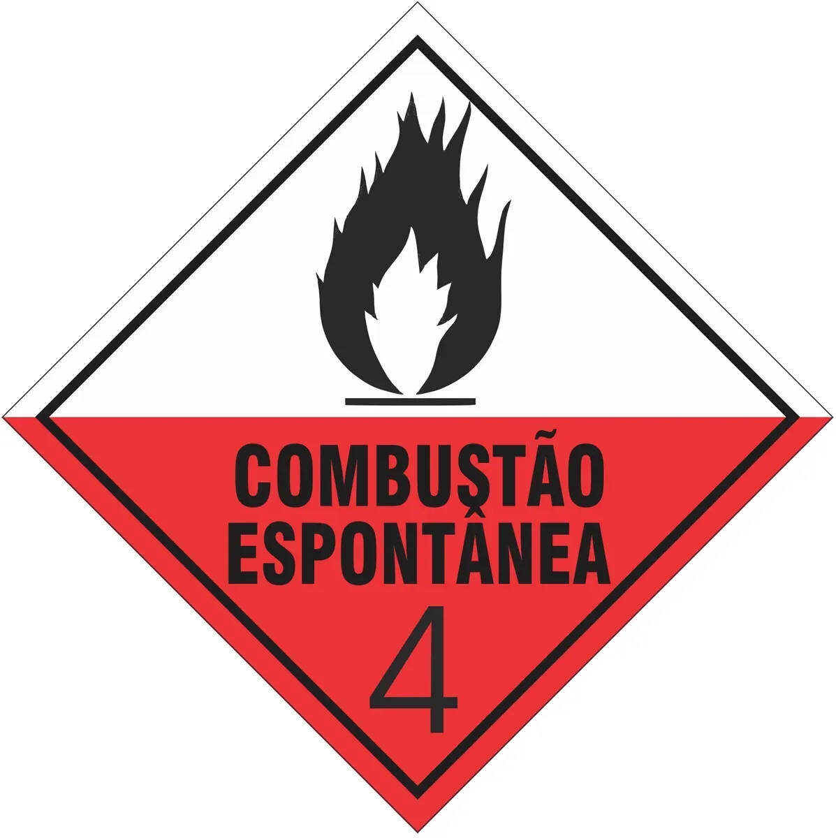 Placa de Risco Simbologia Para o Transporte e Armazenamento de Materiais Plastcor Combustão Espontânea Classe 4 30 x 30cm