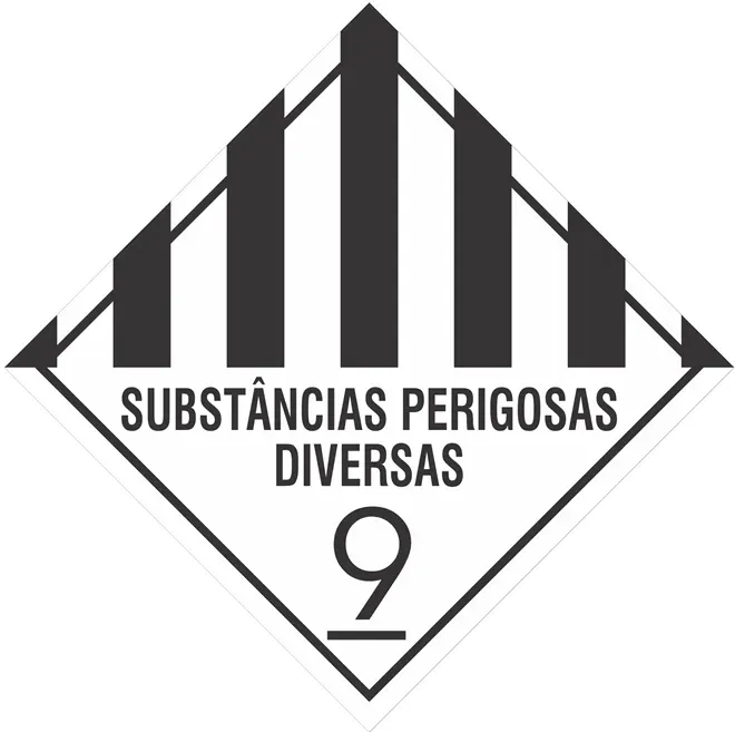 Placa de Risco Simbologia Para o Transporte e Armazenamento de Materiais Plastcor Substâncias Perigosas Diversas Classe 9 30 x 30cm