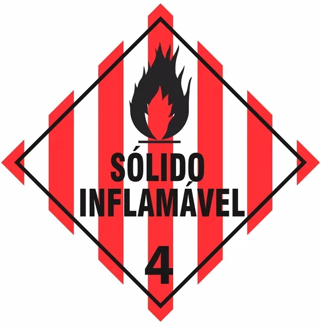 Placa de Risco Simbologia Para o Transporte e Armazenamento de Materiais Plastcor Sólido Inflamável Classe 4 30 x 30cm