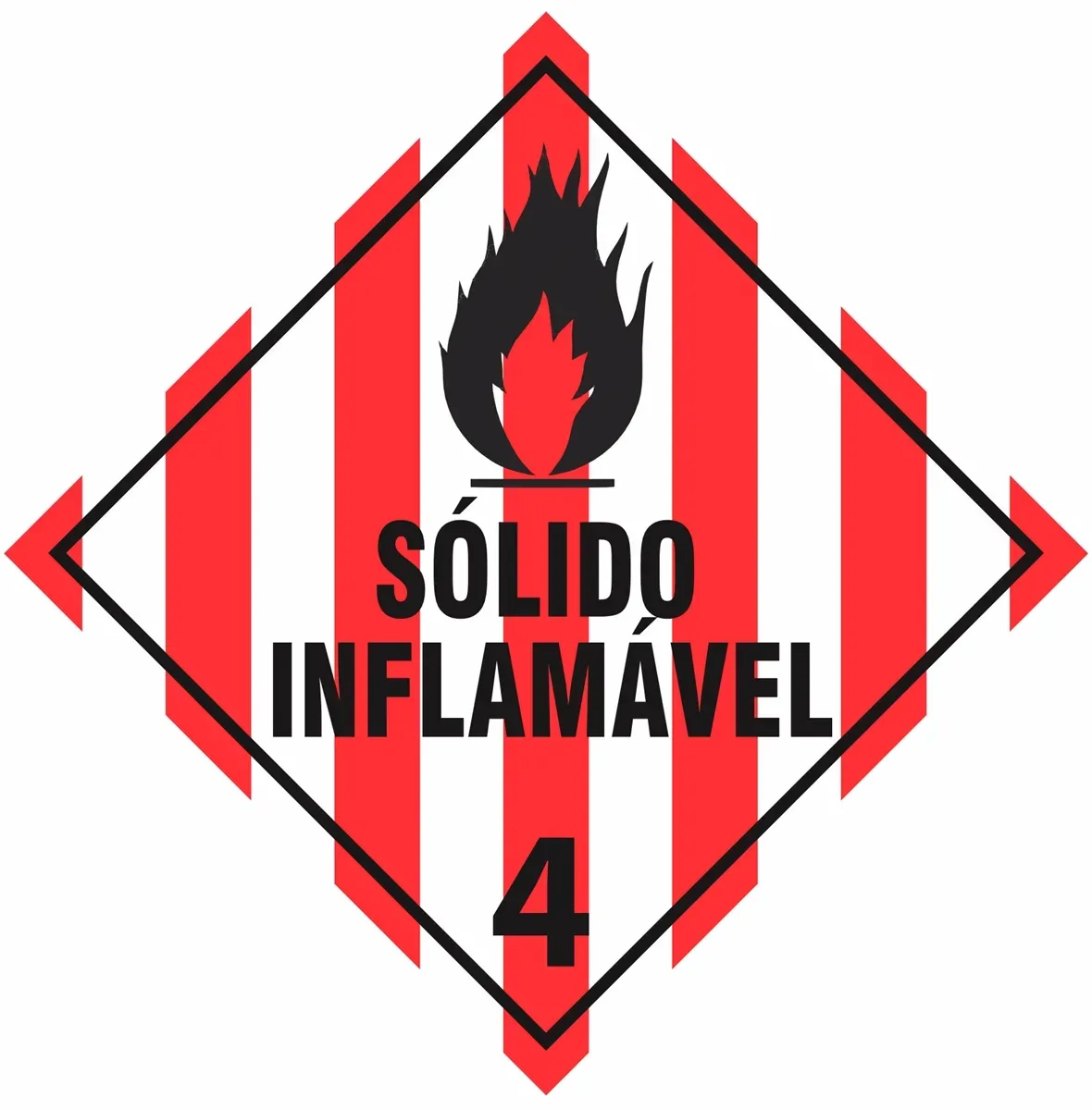 Placa de Risco Simbologia Para o Transporte e Armazenamento de Materiais Plastcor Sólido Inflamável Classe 4 30 x 30cm