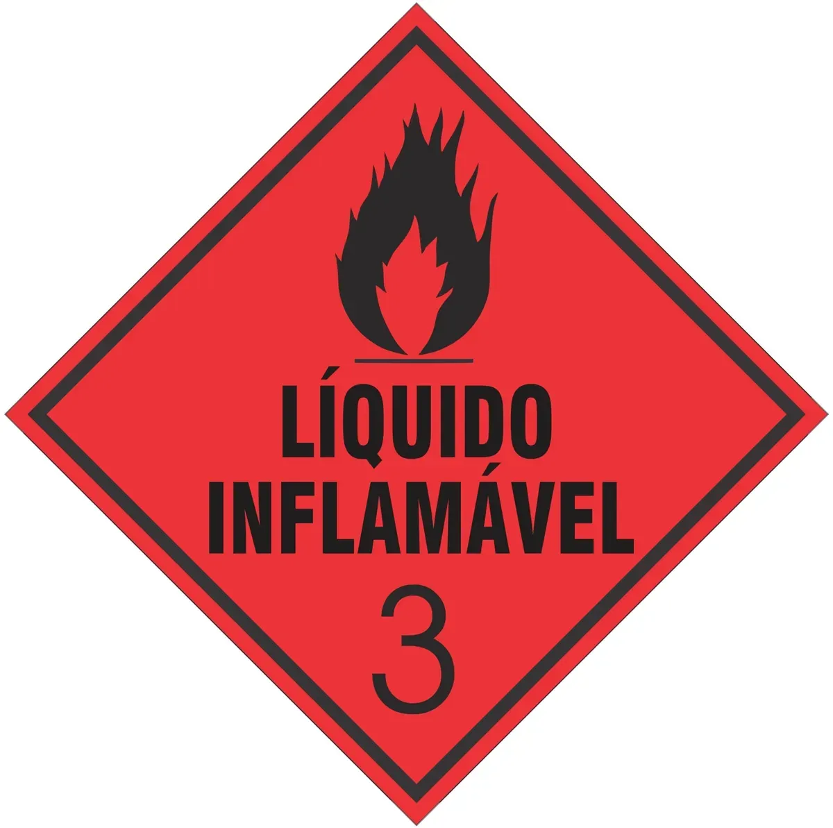 Placa de Risco Simbologia Para o Transporte e Armazenamento de Materiais Plastcor Gás Inflamável Classe 3 30 x 30cm