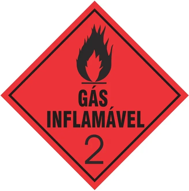 Placa de Risco Simbologia Para o Transporte e Armazenamento de Materiais Plastcor Gás Inflamável Classe 2 33 x 33cm
