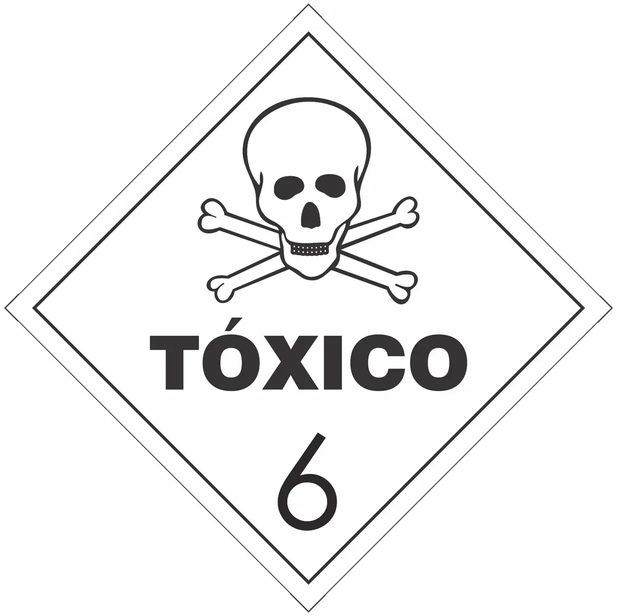 Placa de Risco Simbologia Para o Transporte e Armazenamento de Materiais Plastcor Tóxico Classe 6 30 x 30cm