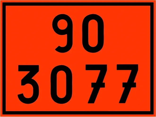 Placa de Risco Numerologia ONU 90 3077 Para o Transporte e Armazenamento de Materiais Plastcor 30 x 40cm